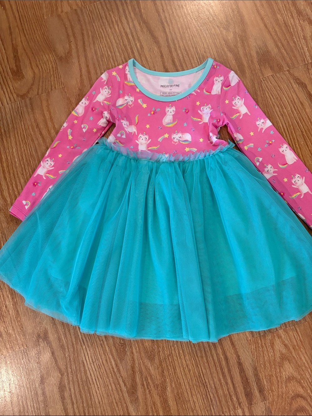 MACARON Pink and Teal Toddler Dress Top